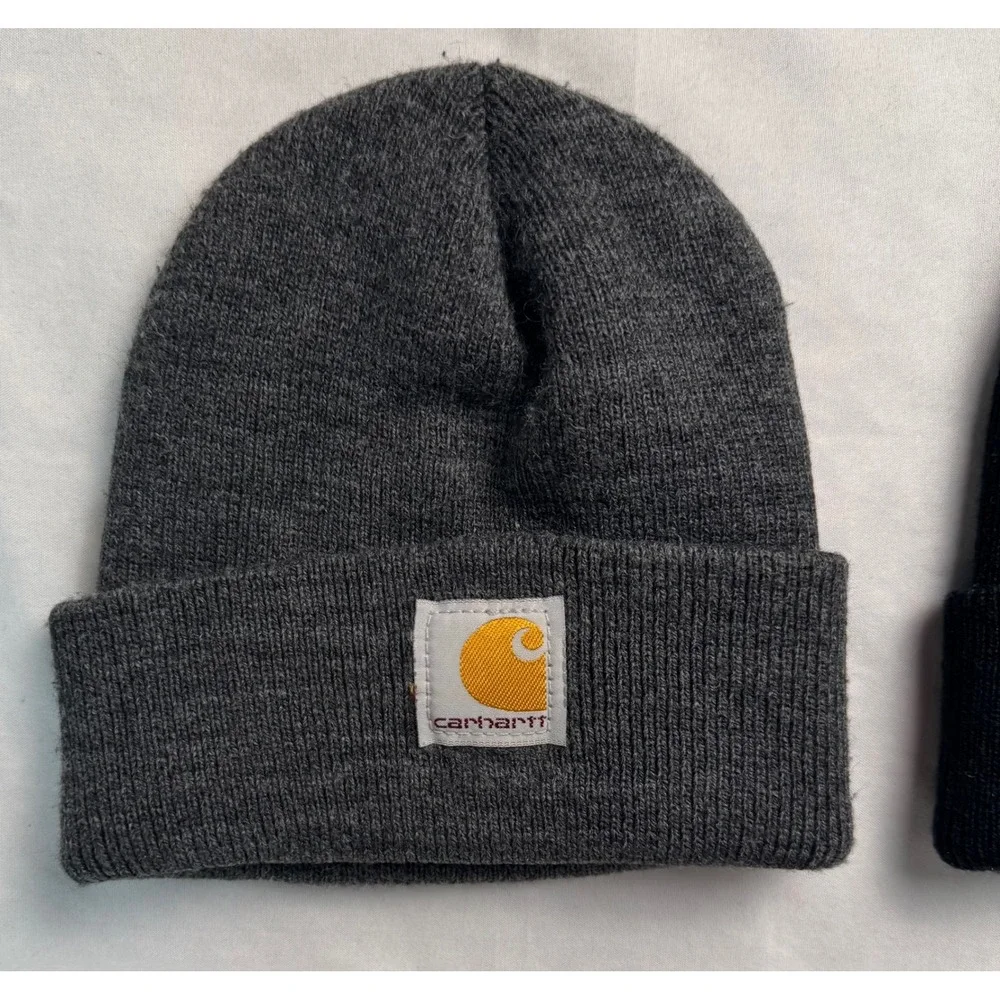 Carhartt Infant Toddler Beanie Hat Bundle 2 Pack Black Charcoal Grey AH8905